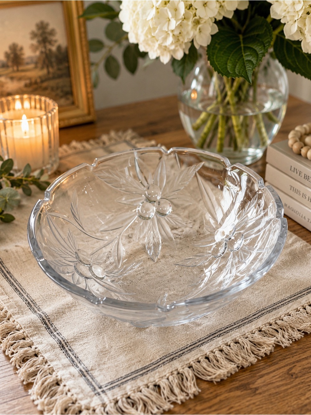 Vintage Pressed Clear Glass Cherry 🍒 Serving Bowl - Home Dining